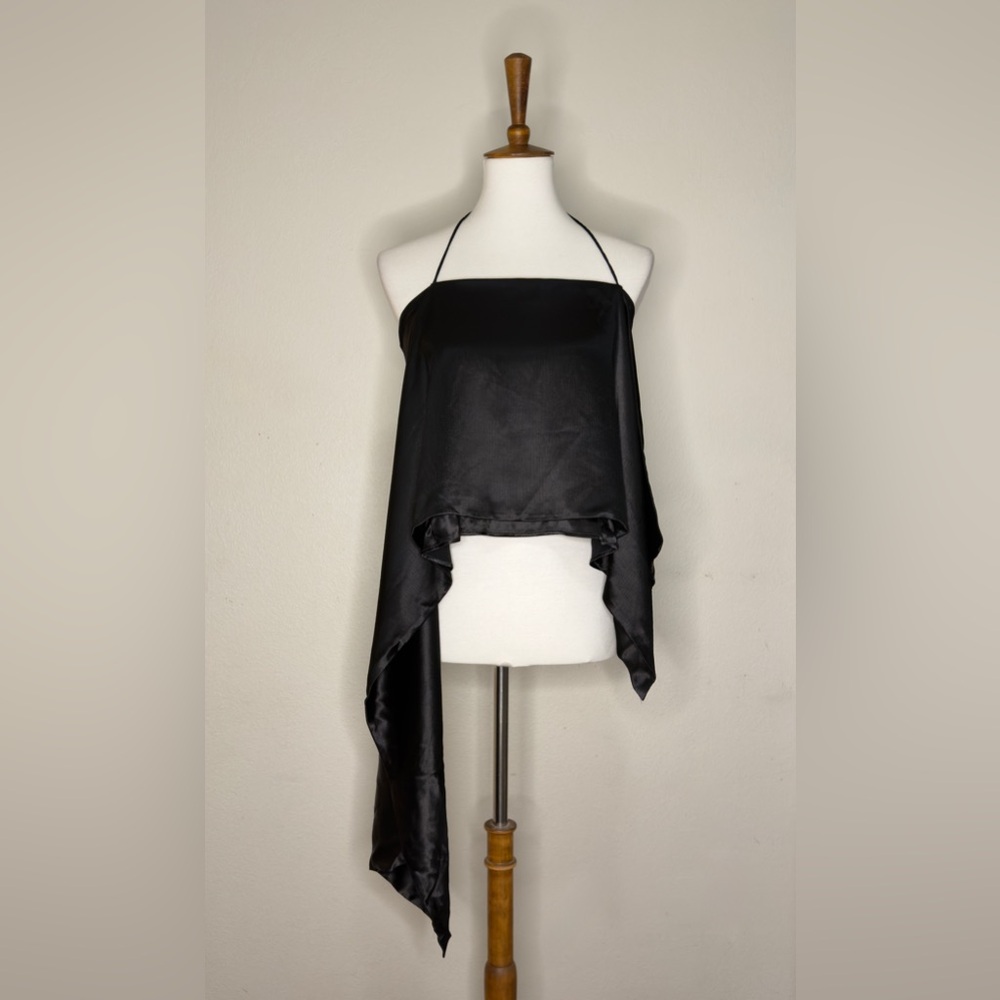Zara Elegant Black Satin Blouse NWT S
